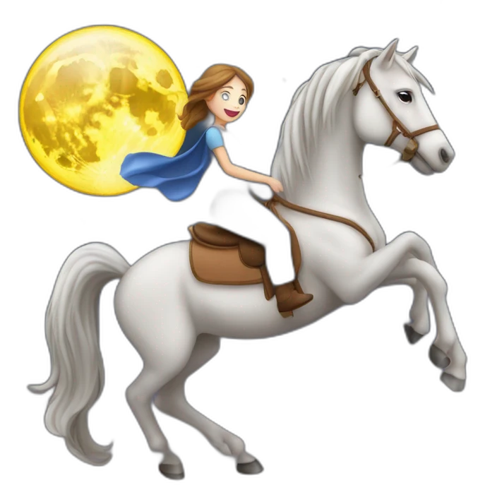 Je veux un emoji d’une belle fille assises sur la lune à cheval emoji