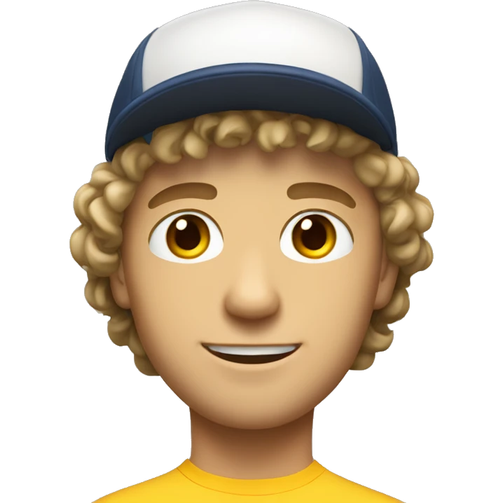 young white guy with small wavy hair brazilian race suit and hat without smile emoji
