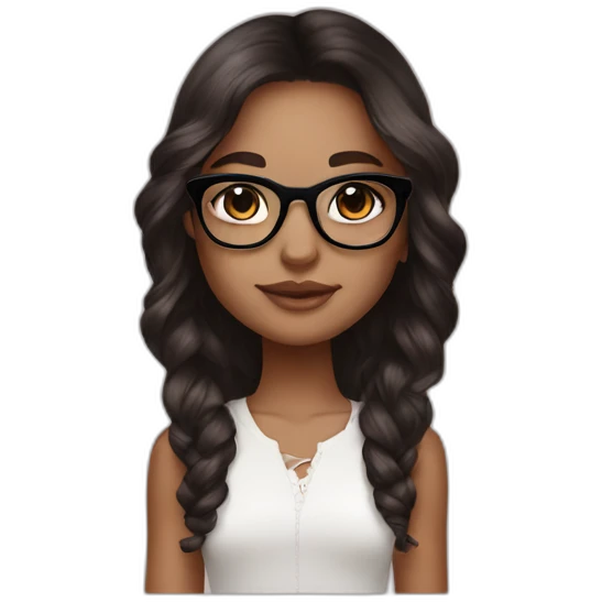 young white girl with rose gold glasses and black to brown ombre hair emoji