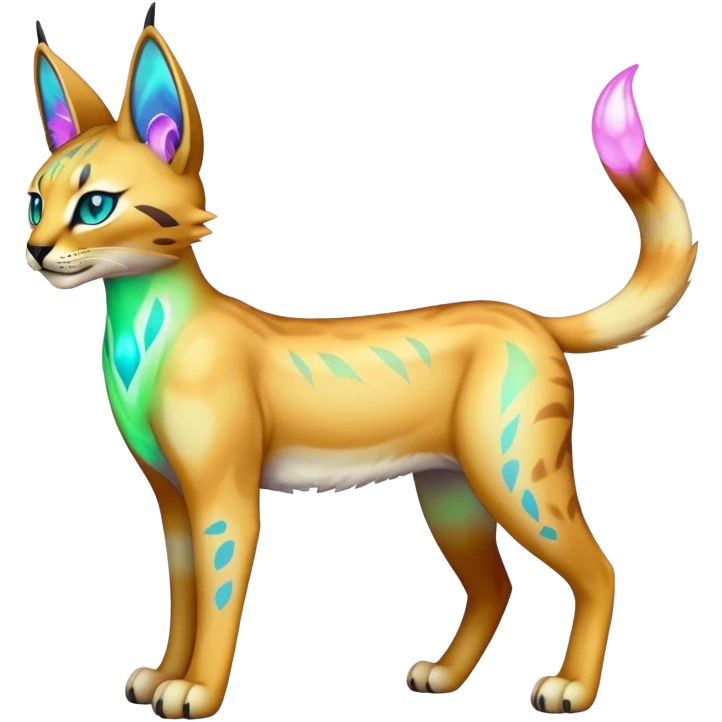 An iridescent transparent luminescent colorful lynx-caracal-serval-fakemon-Digimon-creature-hybrid emoji