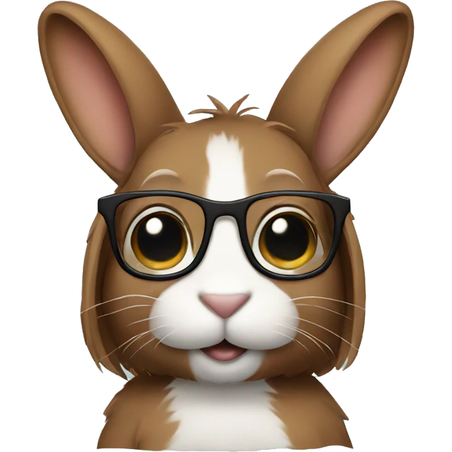  brown bunny with hair and glasses  emoji