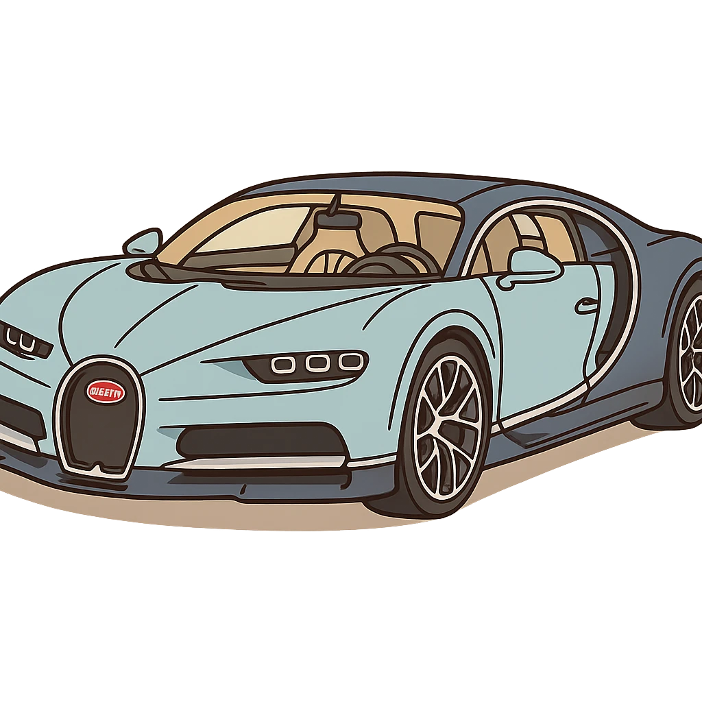 flat toon style Bugatti Chiron emoji