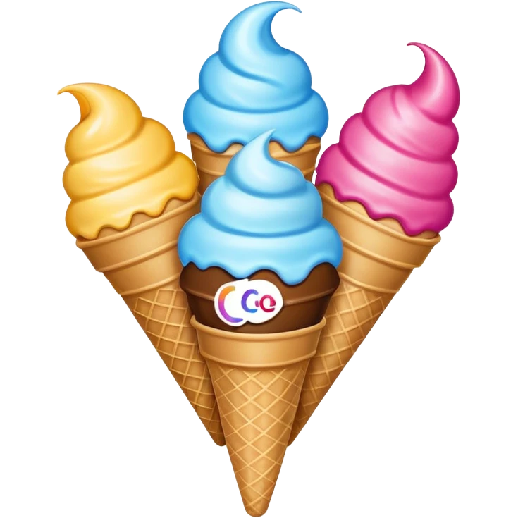 Draw and provide a unique logo for my new gelato, ice cream, sorbet, water ice, brand name Chillosophy. The logo design is such that, there is one ice cream cone over which two scoops (1 complete and 1 in complete) are seen making it look like CO (the initials of my brand name Chill Osophy sophy) emoji