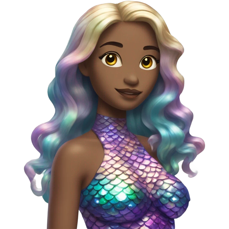 mermaid, model, magical, iridescent, mystical, shiny, holographic, highlights, scales  emoji