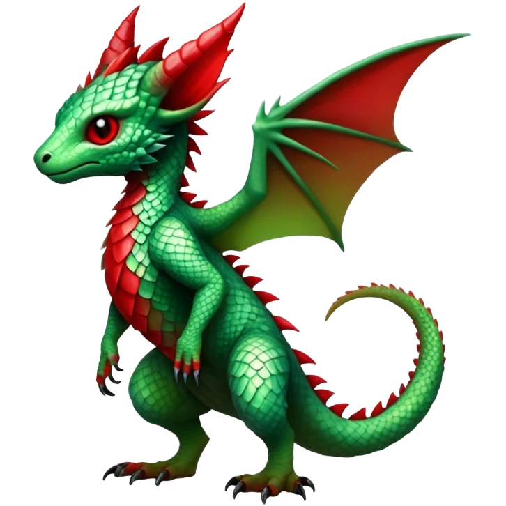 Cool Edgy Green Red ethereal badass punky Fionbri-Vernid-Trico-animal-creature full body emoji