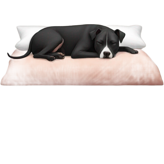 sleeping black pitbull with brunette girl emoji