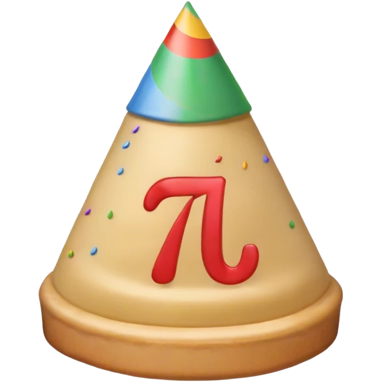 A handwritten mathematical Pi number that is celebrating a birthday with a party hat emoji