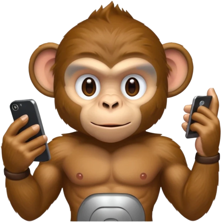 muscle monkey playing cellphone emoji