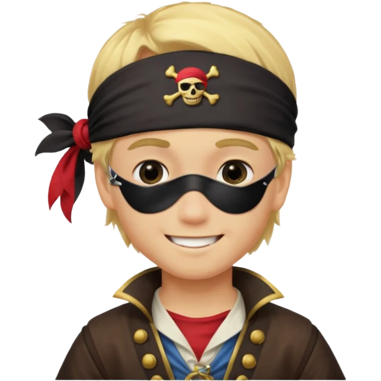 boy with blond hair that is dressed as a pirate emoji