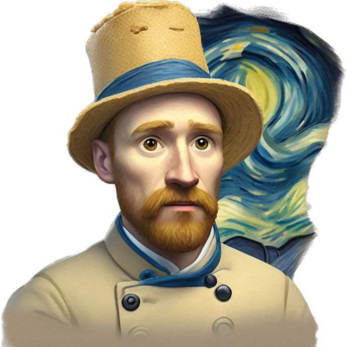 A pastry chef drawing starry night art from vincent van gogh emoji