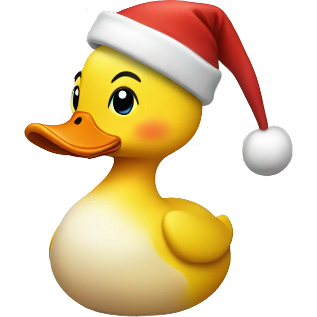 Yellow Duck with santa hat emoji