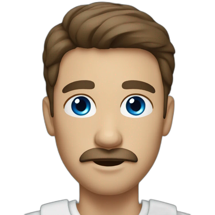 man with mustache up blue eyes brown hair emoji