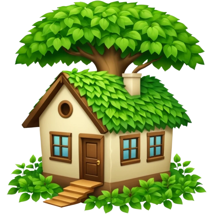house covered by tree emoji