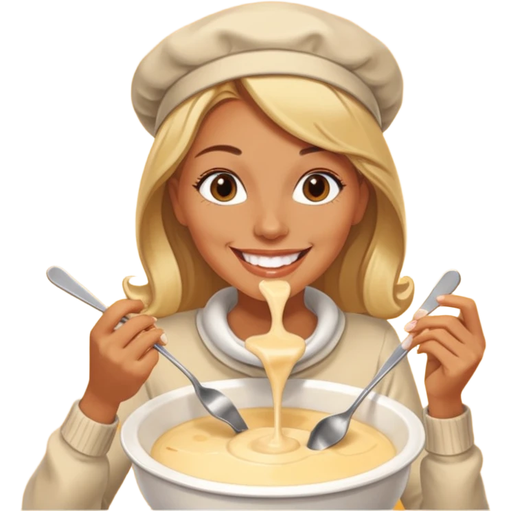woman eating fondue emoji