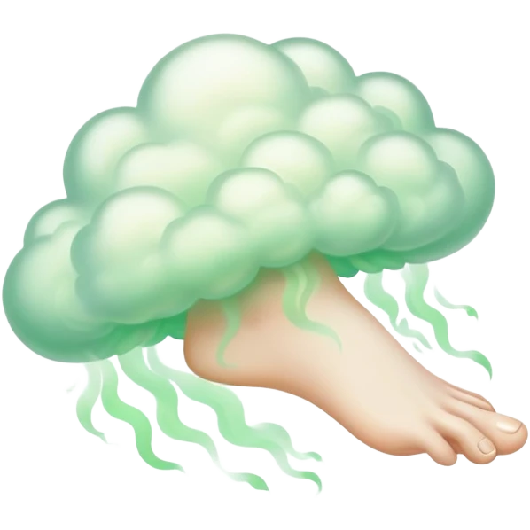 green cloud coming from foot emoji