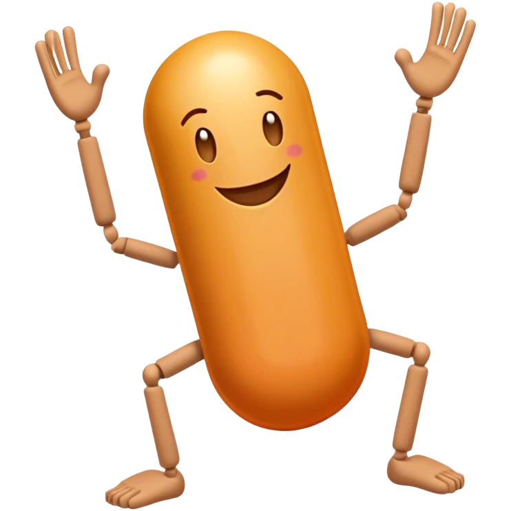 a pill with arms legs and a smiling face, named pilly s scripts emoji