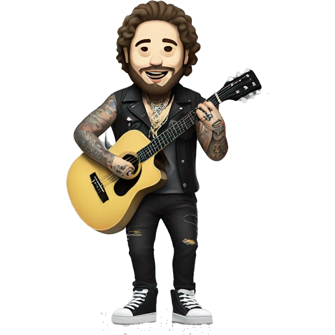 post malone full body with his tattoos and playing a guitar emoji