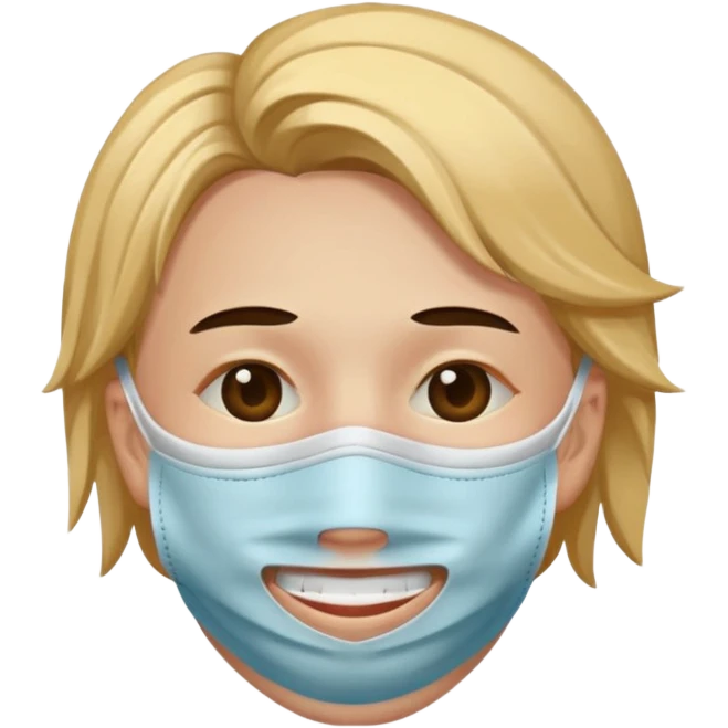 Quiero q sea una carita rota con tristeza q use una máscara q la haga ver feliz emoji