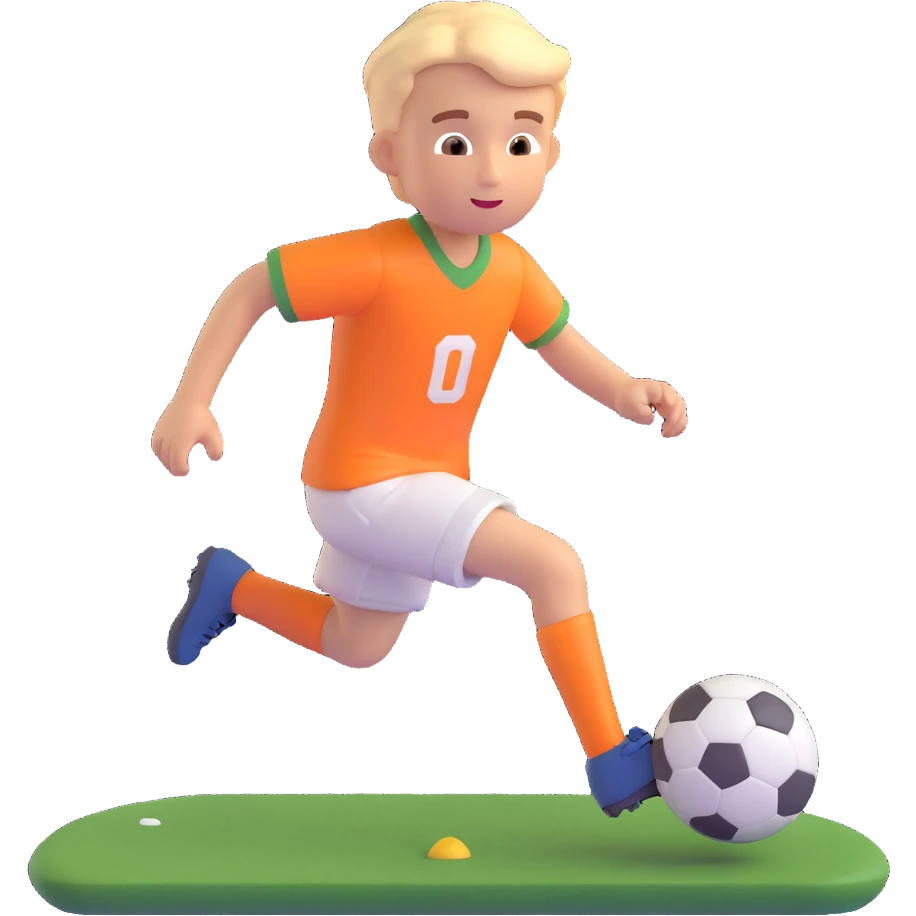 boy playing football, 3D emoji style emoji