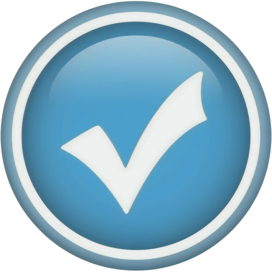 Ein verifizierungshaken. hellblauen hintergrund und der haken ist weiss verifizierungshaken rund emoji
