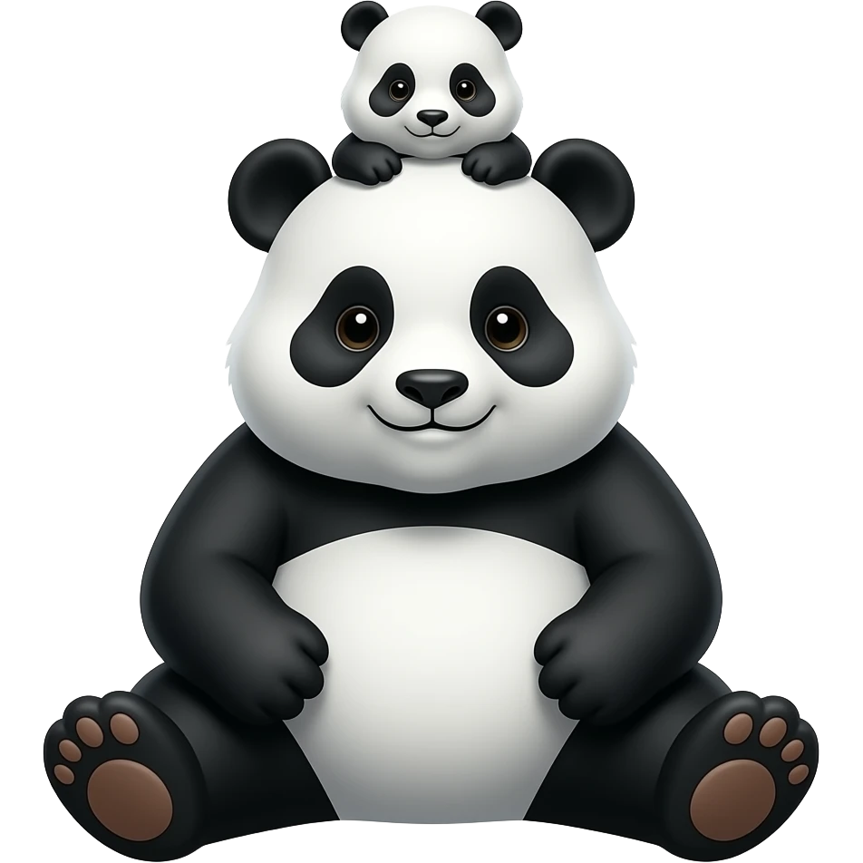 A fat panda that is sitting with a baby panda sitting above it emoji