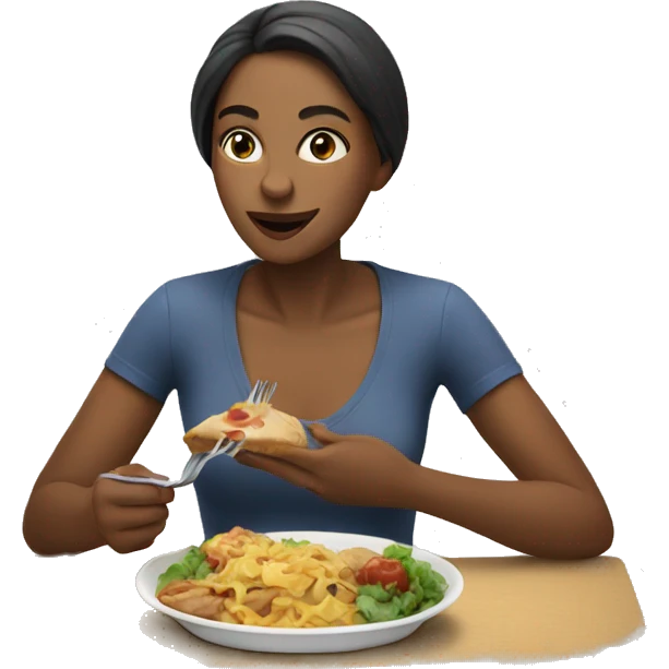 a woman eating a meal emoji