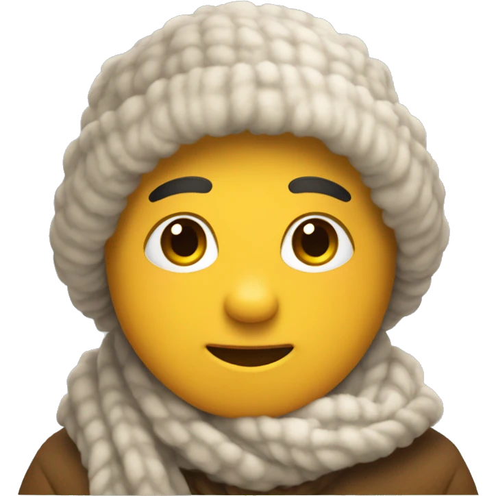  – A cozy, open-armed character with a fluffy scarf, conveying a hug that feels like being wrapped in a blanket. emoji