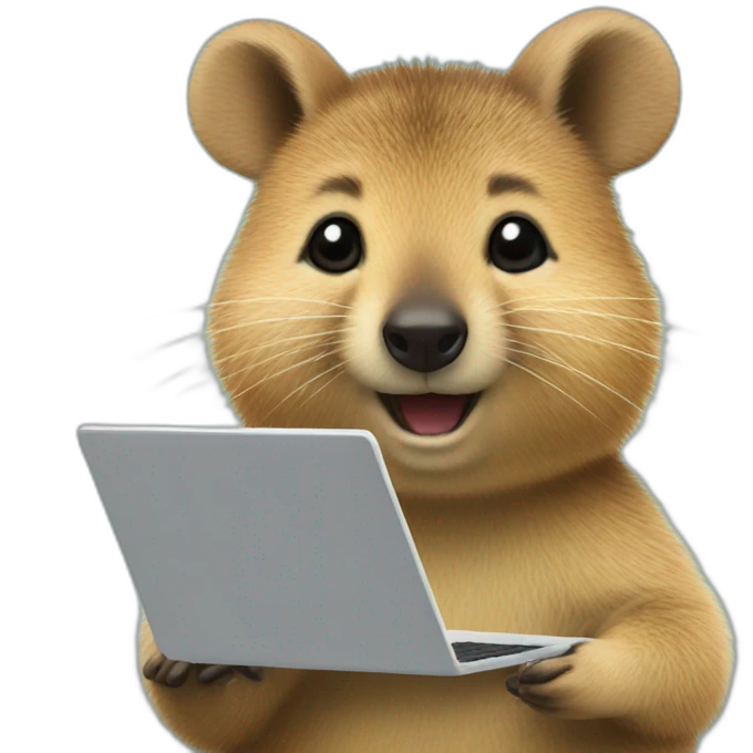 Cute and lovely quokka using laptop emoji