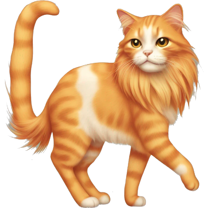 orange cat malicious long hair but cute emoji