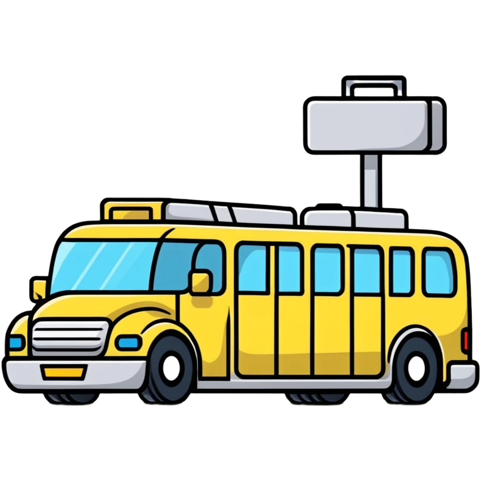 luxury shuttle bus for airport transfer with luggage emoji