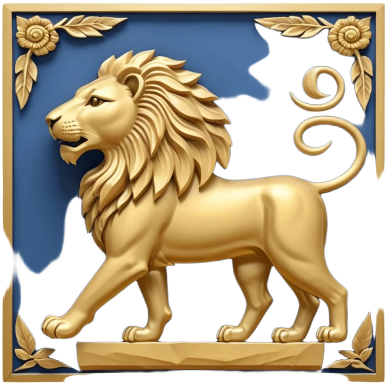 An emoji of a majestic lion from ancient Assyrian art, shown in a hunting scene. emoji
