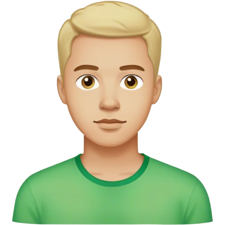 male in green shirt indoors emoji