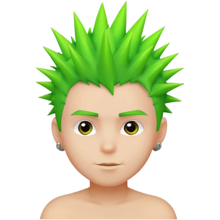 Boy with Neon Spiky Hair – bright green spikes, confident pose. emoji