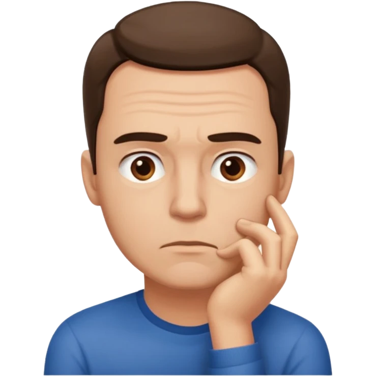 🧍‍♂️ thinking face with hands on chin emoji