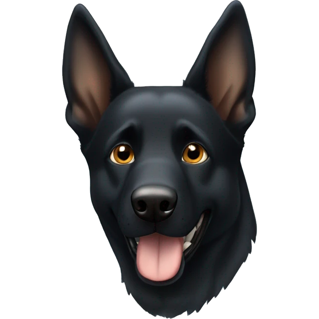 Black German shepherd with one brown and one blue eye tilting head  emoji