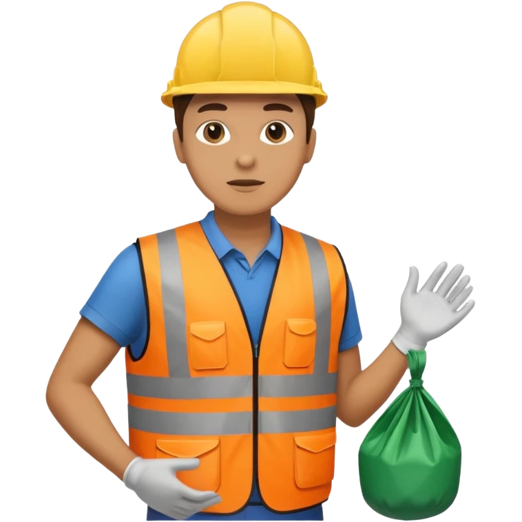 Waste Management, safety vest, trash picker emoji