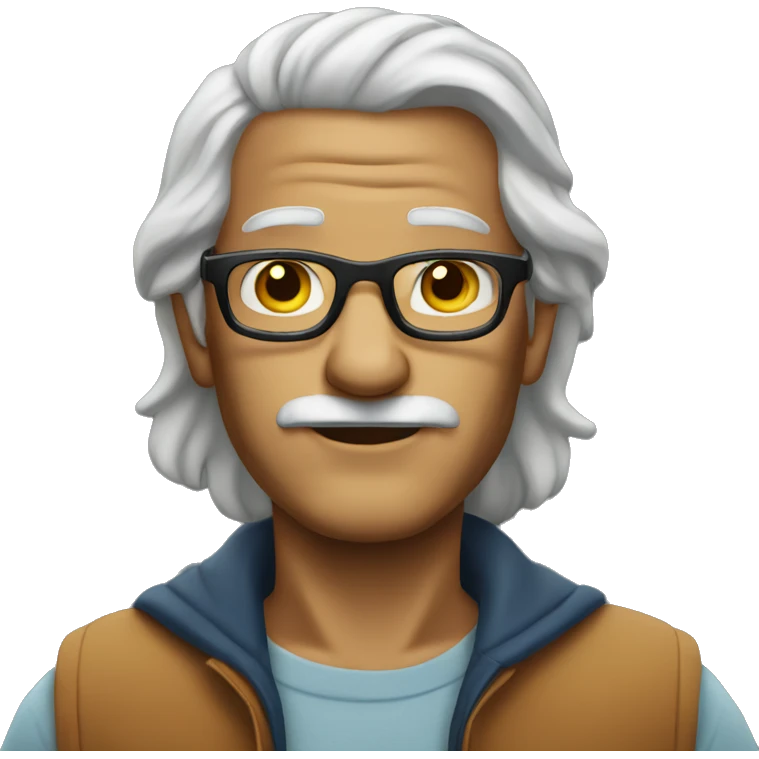 clean shaven glasses old man long hair emoji