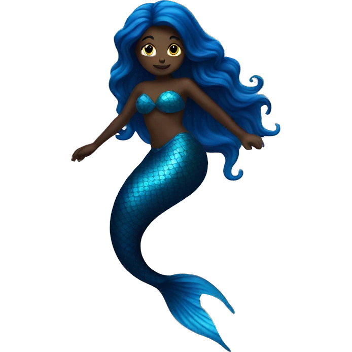 dark blue mermaid swimming emoji
