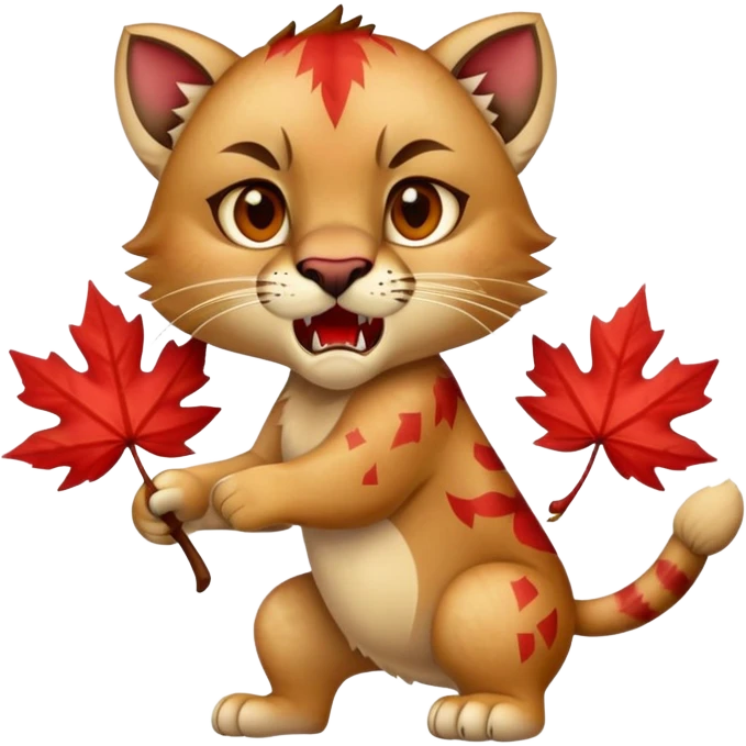 A Florida panther aggressively eating a maple lear emoji