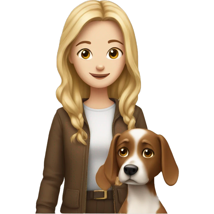 White girl with Brown dog emoji