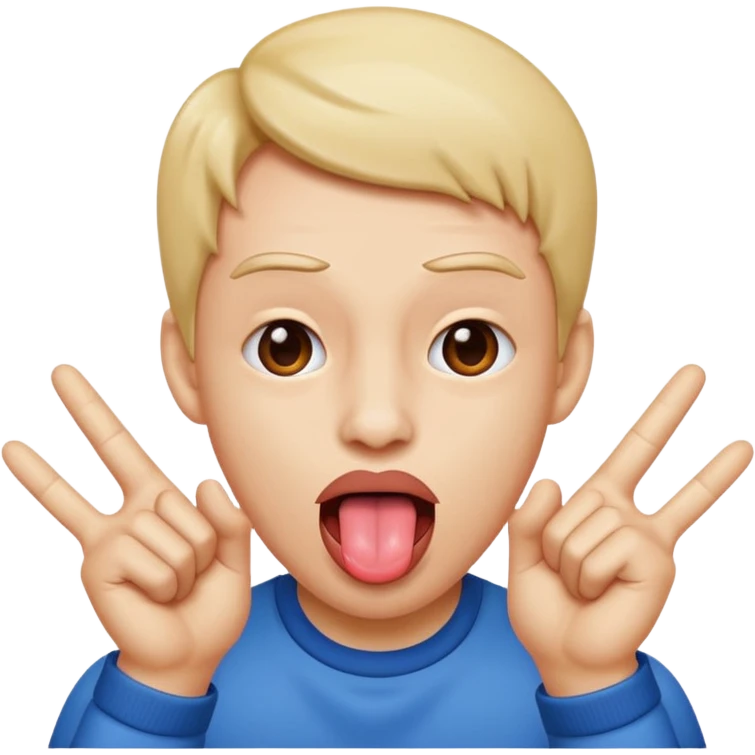 Tongue out middle fingers up emoji