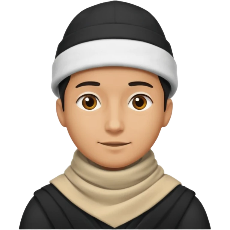 A guy with a triangle body with no arms and legs then his head is a perfect circle and his head is also black then give him a hat that doesn’t go behind his head, and last but not least give him a white scarf, NO BLACK THE COLOR FOR HIS HEAD emoji