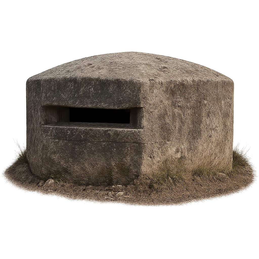 A realistic military pillbox with a rugged, weathered appearance. emoji