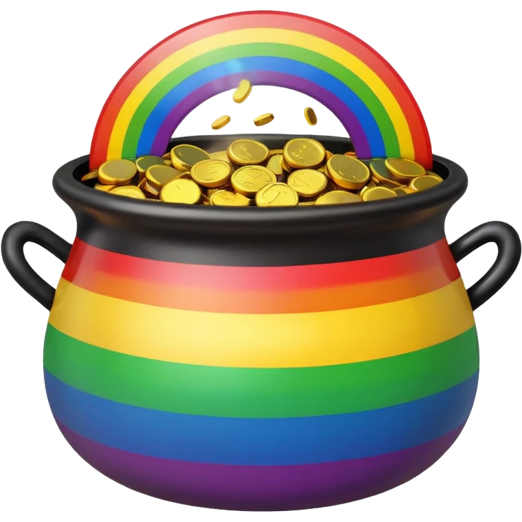 rainbow with a black pot of gold at the end cute emoji