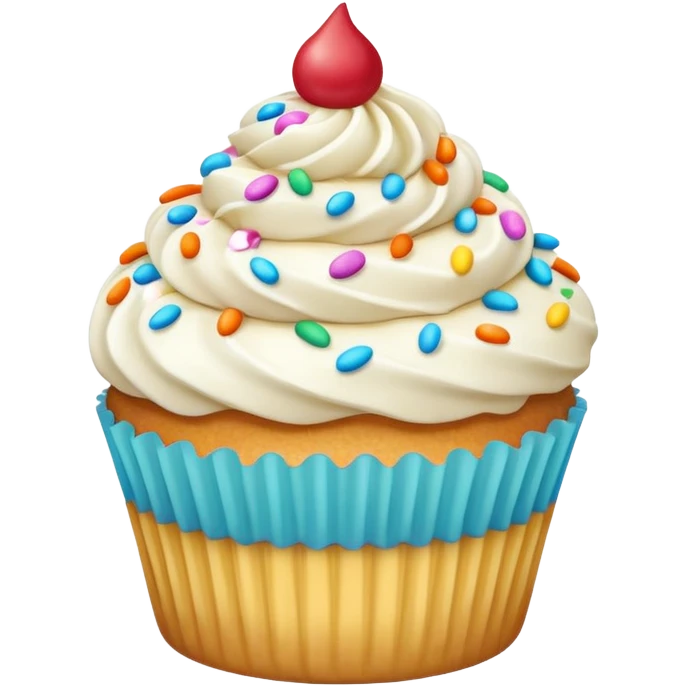 Vanilla Cupcake with white icing and colorful sprinkles  emoji