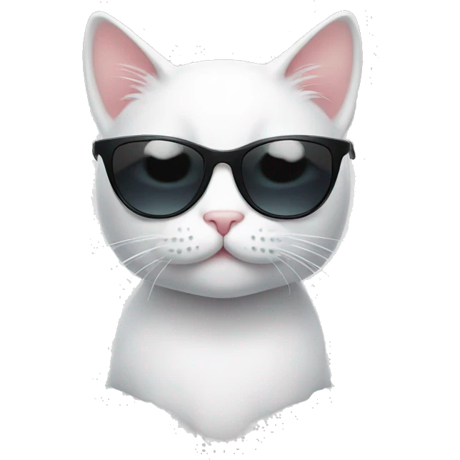 Cute white cat emoji with sunglasses  emoji