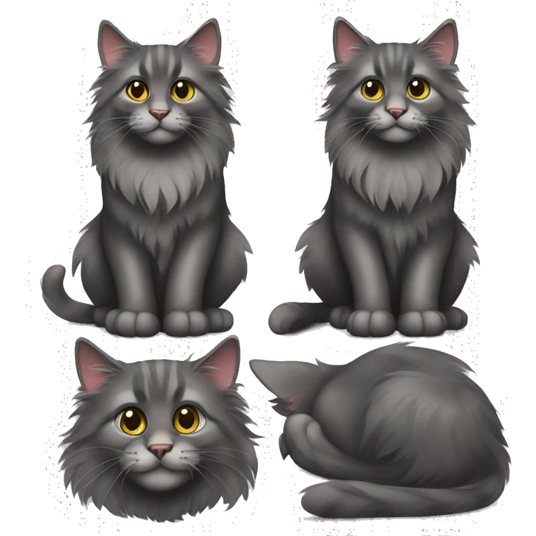 Dark grey Maine coon cat emoji
