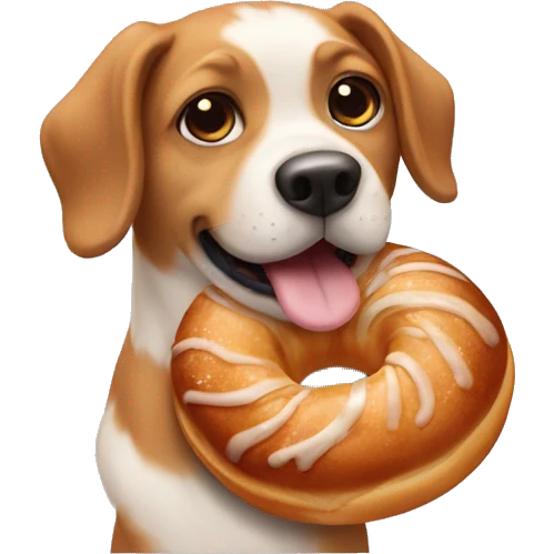 Dog holding a cinnamon bun  emoji