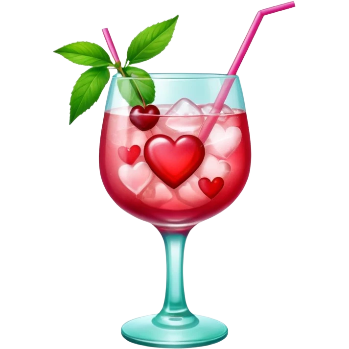 galentines red and pink cocktail with heart cherry emoji