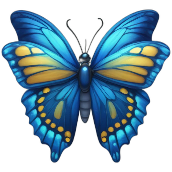 royal-blue butterfly breaking out of crysalis emoji